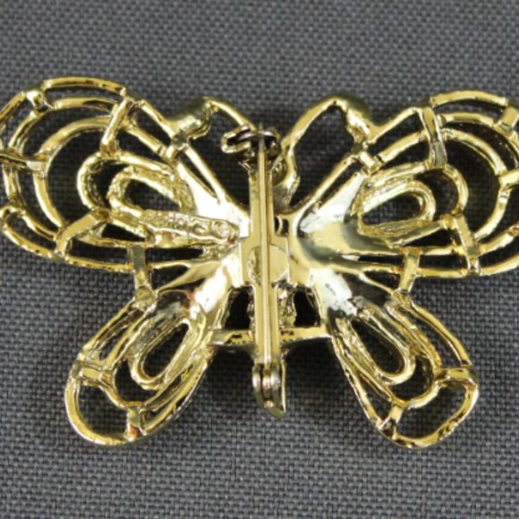 VTG butterfly brooch signed Gerrys goldtone with coral beads - Picture 6 of 8
